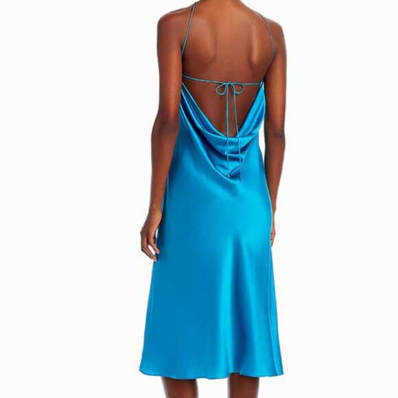 Amanda Uprichard Halter Top 100% Slik Slip Dress, Size Medium in Maui Blue - Picture 2 of 2